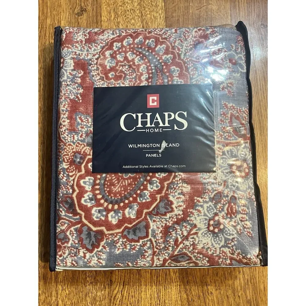 NIP Chaps Turner Creek Paisley Beige Multi Window Panels Curtains Pair 42” x 84”